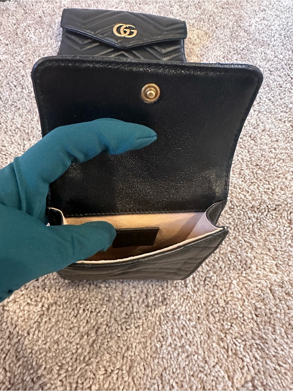 Gucci Black Matelassé Calfskin GG Marmont Triple Pouch Belt Bag -Size 85 - 34 - Picture 10 of 14